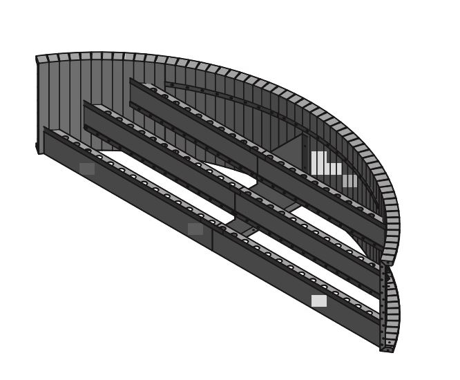 9' Radius Straight Tread Steel Step 42" w/ 2' Sunledge